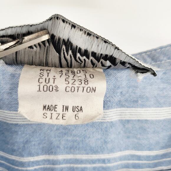 Vintage 80's Joan Walters Blue & White Full Jumpsuit Women's Size 6 Made in USA - Picture 7 of 8